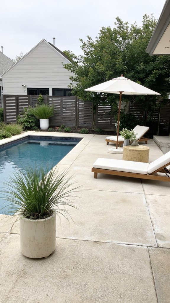 22 Calming Minimalist Backyard Pool Ideas For A Peaceful Vibe sleek neutral serene furniture