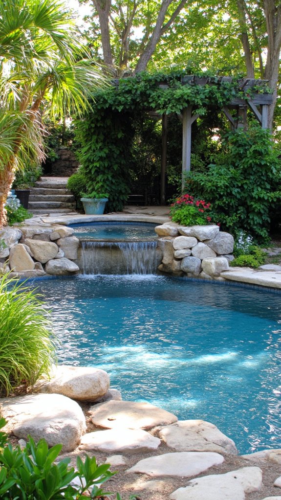 22 Dreamy Backyard Pool Landscaping Ideas For A Resort Feel soothing water feature ambiance