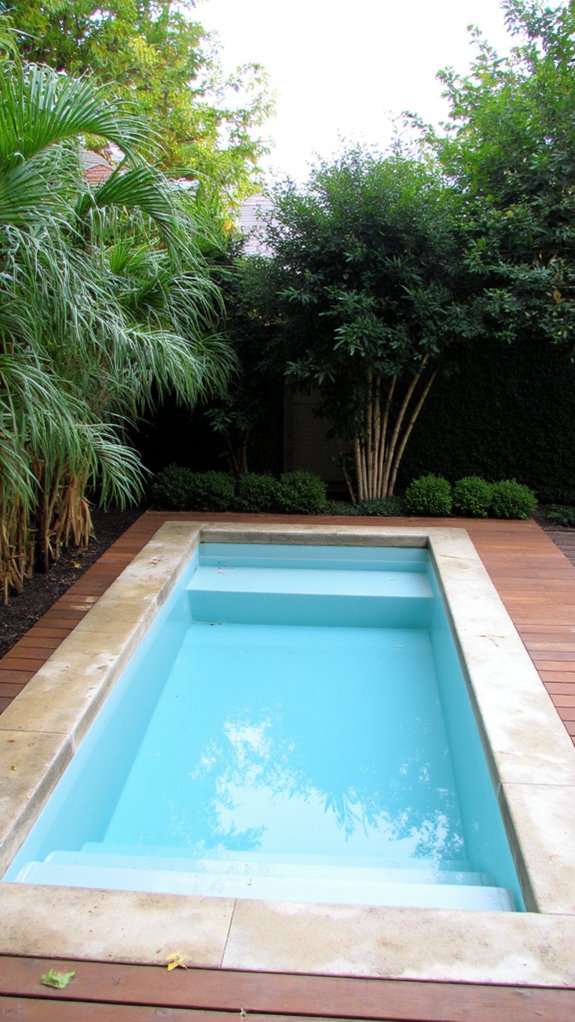 20 Minimalist Plunge Pool Backyard Ideas With Clean Lines strategic planting for privacy