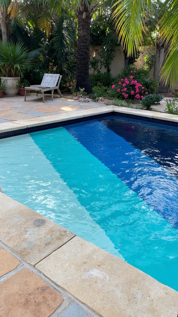 24 Geometric Pool Tile Ideas For A Bold Modern Upgrade stunning ombre pool aesthetics