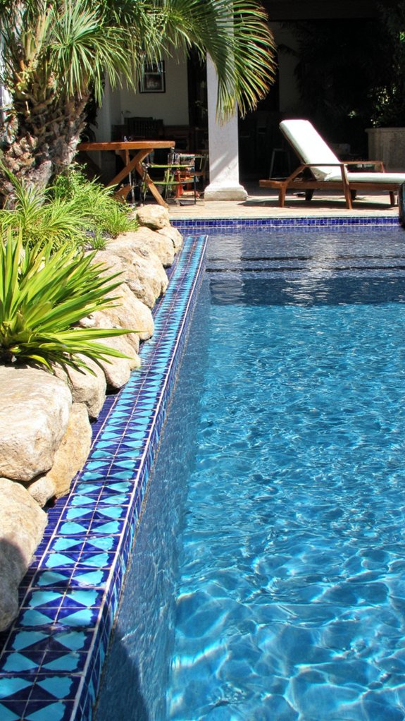 25 Chic Waterline Pool Tile Ideas With Big Visual Impact stylish pool border designs