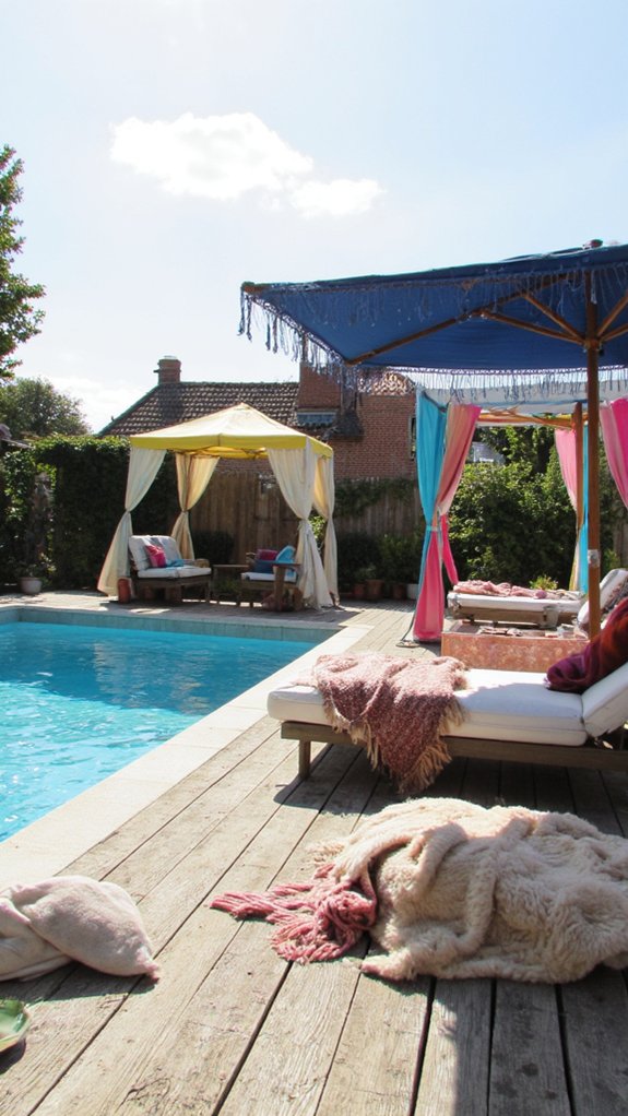25 Serene Poolside Lounge Area Ideas For Laid Back Days stylish shaded outdoor gatherings