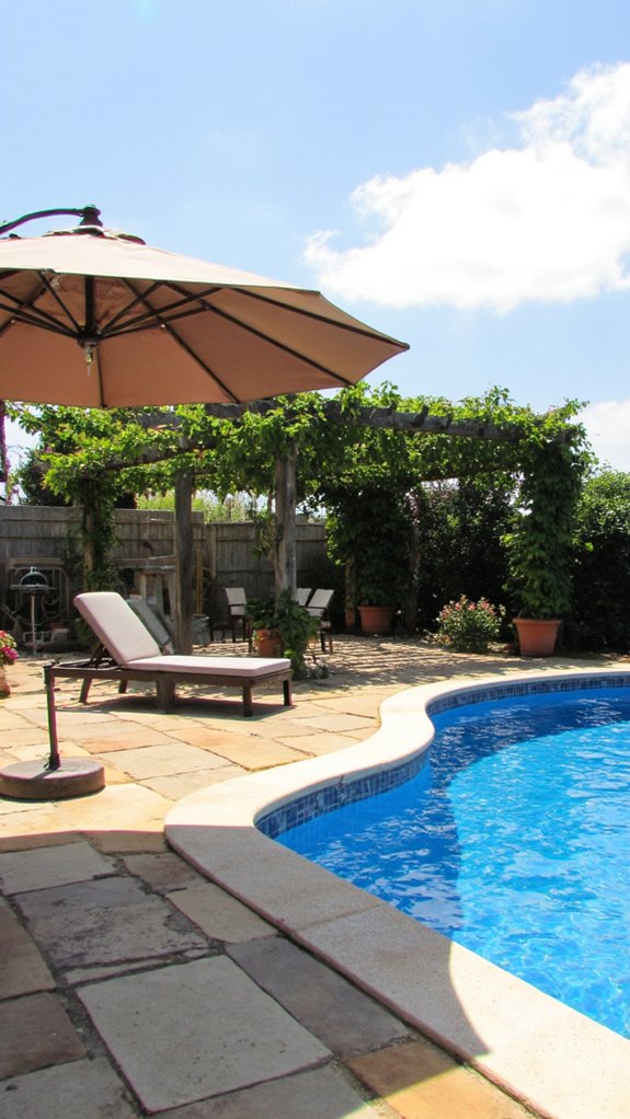 20 Smart Backyard Pool Layout Ideas That Just Work stylish umbrellas and structures