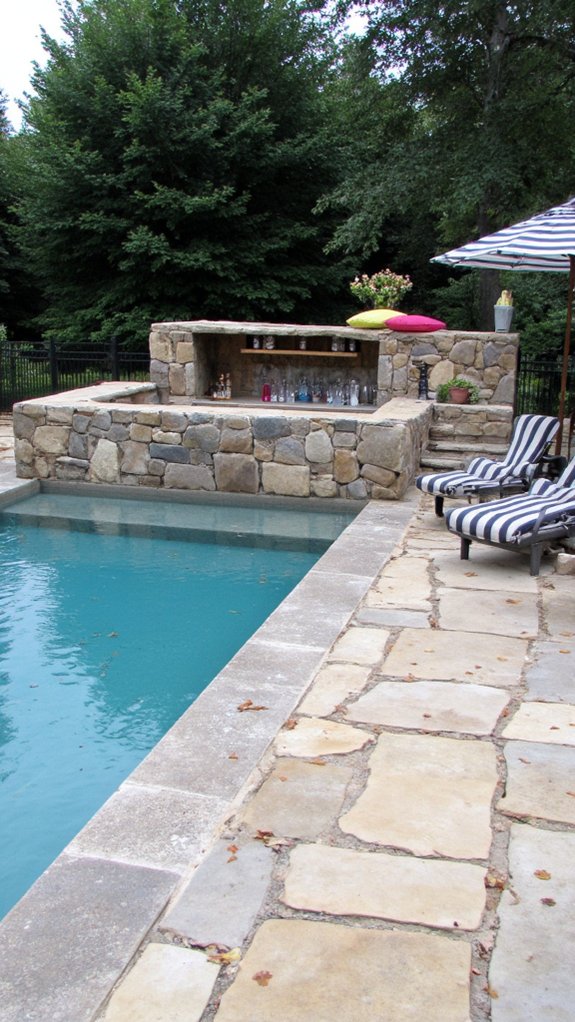 18 Practical Backyard Pool Deck Ideas For Everyday Use swim up bar for entertainment