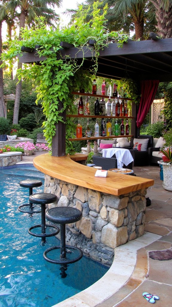 25 Inviting Backyard Pool Area Inspiration For Total Comfort swim up bar oasis experience