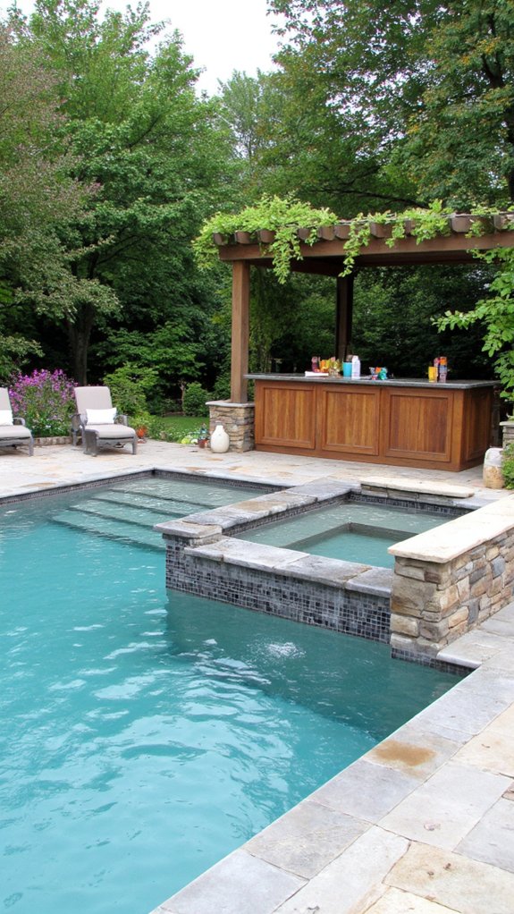 24 Contemporary Backyard Pool Designs For Modern Lifestyles swim up bars enhance entertaining