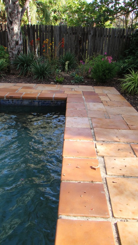 20 Eye-Catching Pool Edge Tile Ideas With A Defined Finish terracotta tiles enhance charm