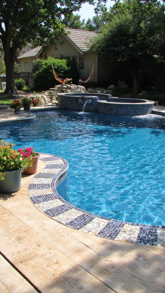 24 Gorgeous Pool Tile Inspiration Worth Saving Right Now textured tiles enhance aesthetics