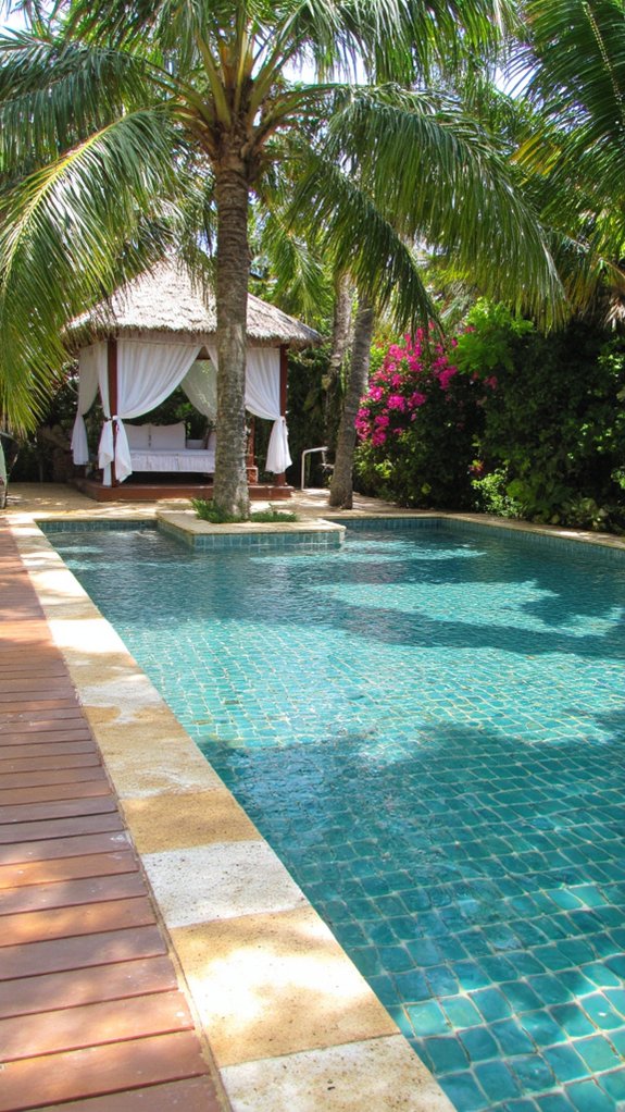 22 Tropical Pool Tile Ideas That Bring Vacation Energy Home textured tiles enhance aesthetics