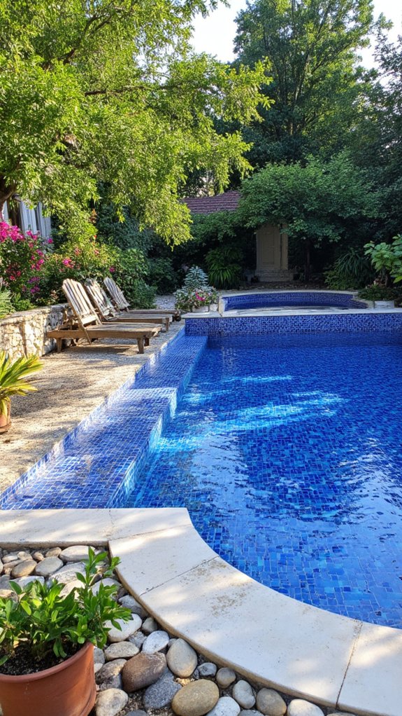 25 Chic Waterline Pool Tile Ideas With Big Visual Impact timeless classic blue elegance