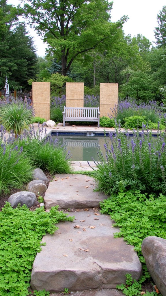 22 Natural Backyard Pool Garden Ideas With Lush Surroundings tranquil garden meditation space