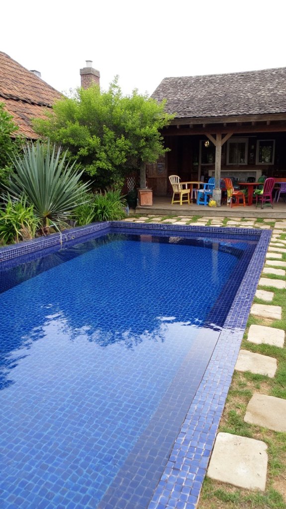 25 Dramatic Dark Blue Pool Tile Ideas With Visual Depth transformative dark blue tiles