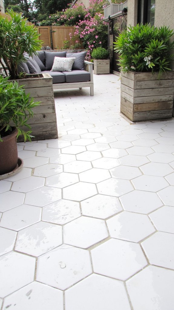 19 Beautiful White Pool Tile Ideas For A Fresh Clean Look trendy white hexagon tiles