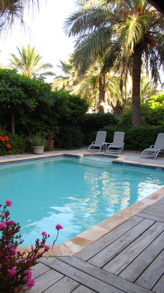 22 Inspiring Pool Color Ideas That Shift The Entire Mood tropical paradise backyard oasis