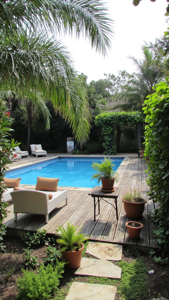 25 Serene Poolside Lounge Area Ideas For Laid Back Days tropical plants enhance tranquility
