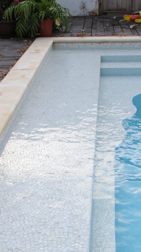 19 Beautiful White Pool Tile Ideas For A Fresh Clean Look unique artistic mosaic tiles