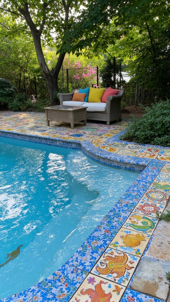 19 Creative Pool Tile Designs That Transform Any Swimming Pool unique artistic personal tiles