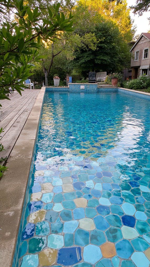 18 Timeless Waterline Pool Tile Styles That Always Feel Right unique hexagonal pool tiles