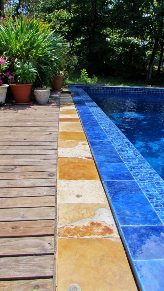 20 Eye-Catching Pool Edge Tile Ideas With A Defined Finish unique mixed material edges