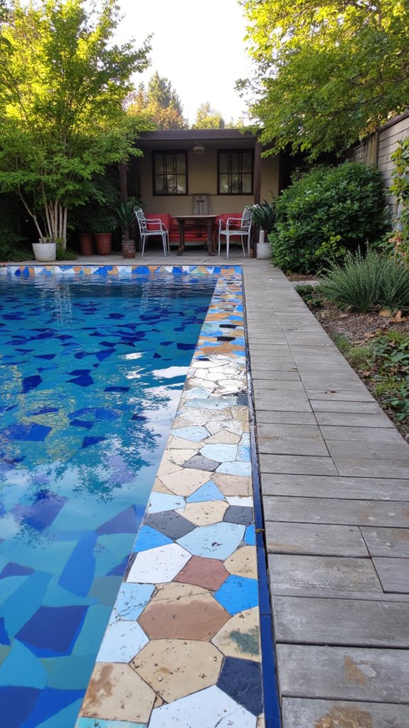 24 Geometric Pool Tile Ideas For A Bold Modern Upgrade unique shape mosaic designs