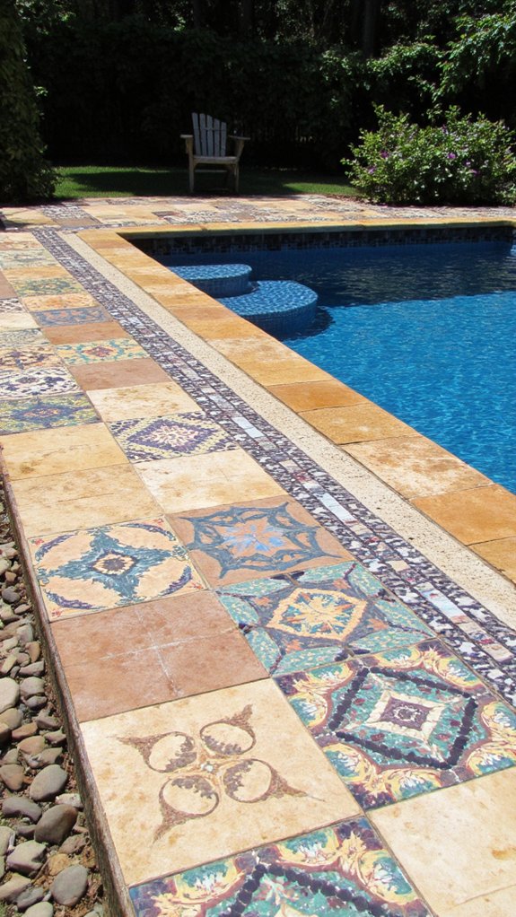 23 Practical Pool Tile Choices Built To Last Outdoors unique tile patterns design