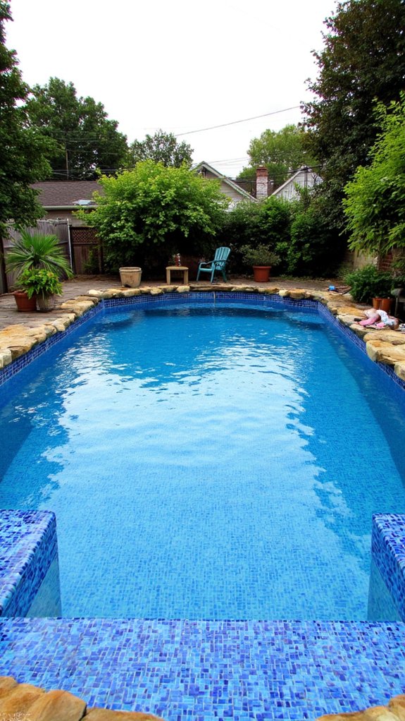 21 Polished Inground Pool Tile Ideas With A Finished Feel vibrant blue ocean tiles