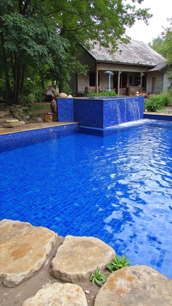 18 Durable Porcelain Pool Tile Ideas That Look Luxe vibrant blue porcelain tiles