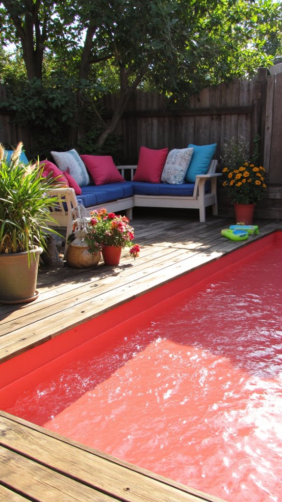 22 Inspiring Pool Color Ideas That Shift The Entire Mood vibrant coral enhances outdoor spaces