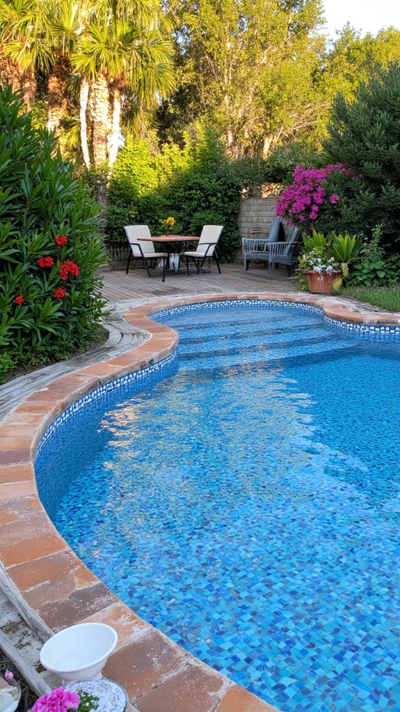 23 Practical Pool Tile Choices Built To Last Outdoors vibrant durable safe tiles