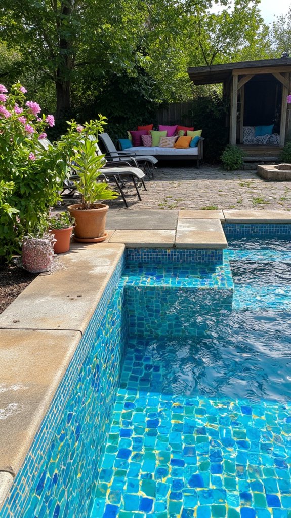 21 Stunning Pool Tile Ideas That Instantly Elevate Your Backyard vibrant glass tiles enhance beauty