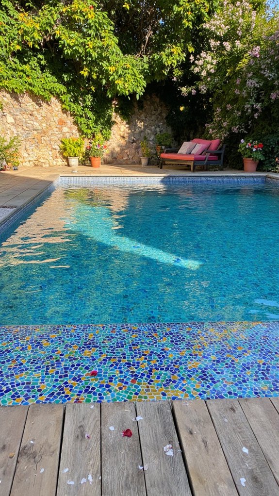 23 Practical Pool Tile Choices Built To Last Outdoors vibrant mosaic tile designs