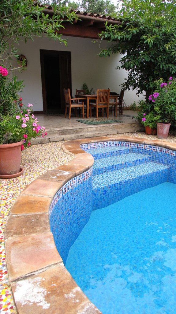 22 Fresh Pool Area Tile Ideas To Refresh The Whole Space vibrant mosaic tile designs