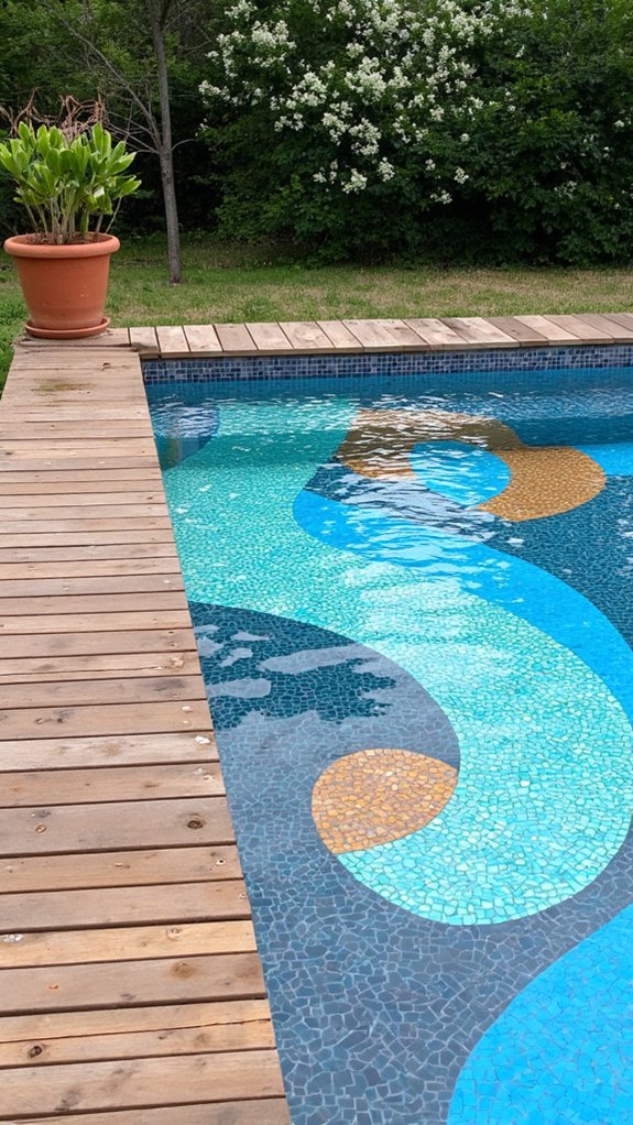 25 Artistic Mosaic Pool Tile Ideas That Feel Custom Made vibrant mosaic tile expressions