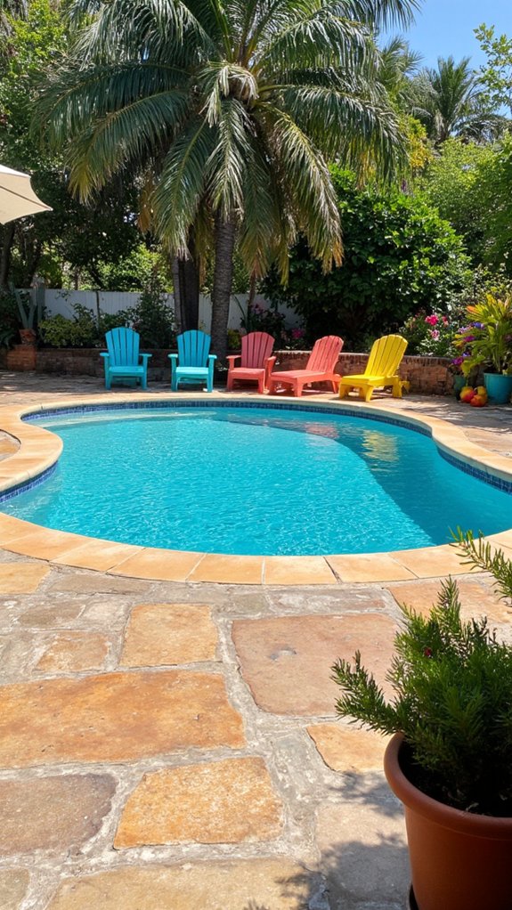 19 Seamless Backyard Patio With Pool Ideas For Flow vibrant poolside lounging experience
