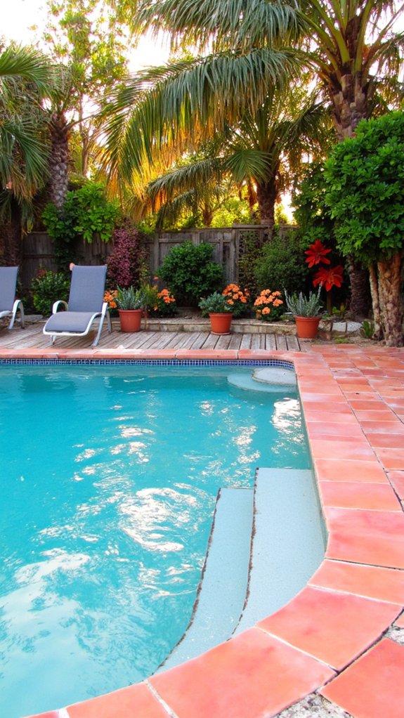 25 Bold Pool Tile Color Ideas That Make Water Pop warm coral pink charm