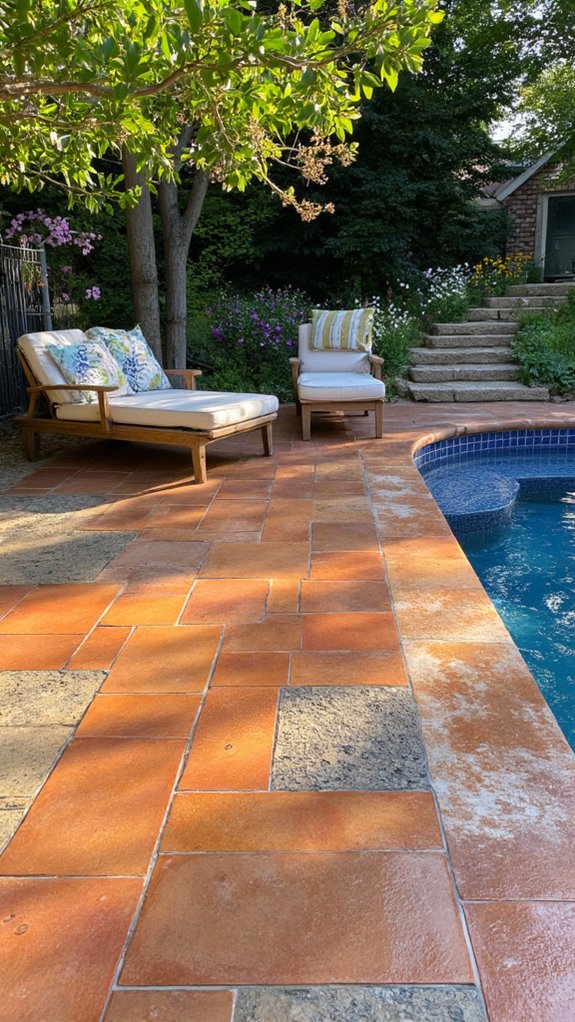 21 Polished Inground Pool Tile Ideas With A Finished Feel warm earthy terracotta tiles