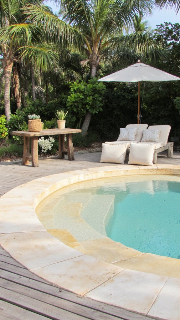 24 Neutral Pool Tile Ideas For A Calm Resort Vibe warm inviting outdoor oasis