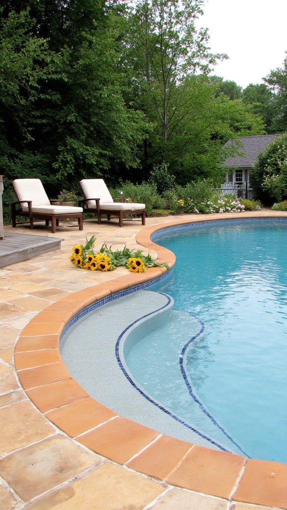 24 Stylish Pool Tile And Coping Ideas That Flow Naturally warmth and tranquility balance