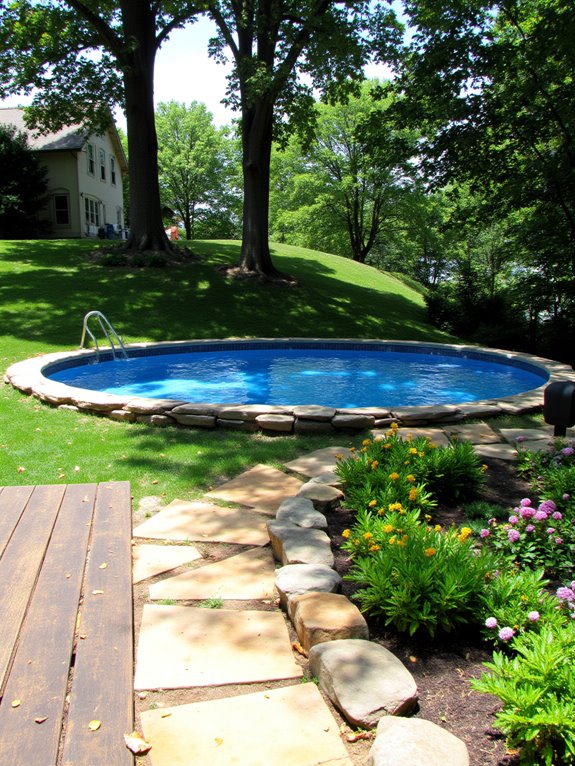 20 Practical Semi Inground Pool Ideas on a Slope That Actually Work aesthetic cost effective outdoor solution