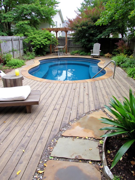 19 Chic Semi Inground Pool Deck Ideas for Easy Outdoor Living affordable pool deck enhancements