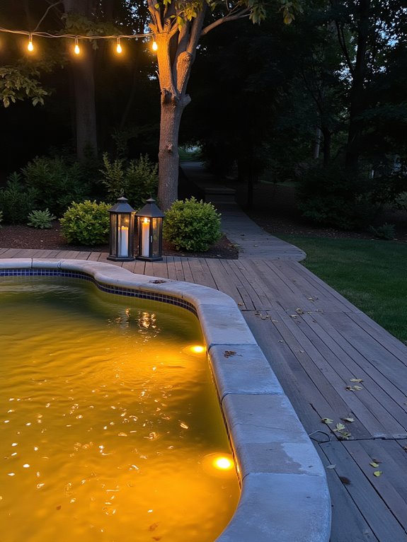 21 Gorgeous Semi Inground Pool Designs That Elevate Any Yard ambiance enhancing pool lighting techniques