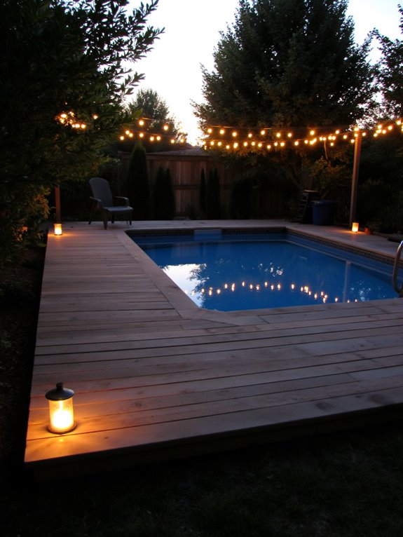 24 Stylish Semi Inground Pool Deck Ideas for Entertaining ambient lighting for pools