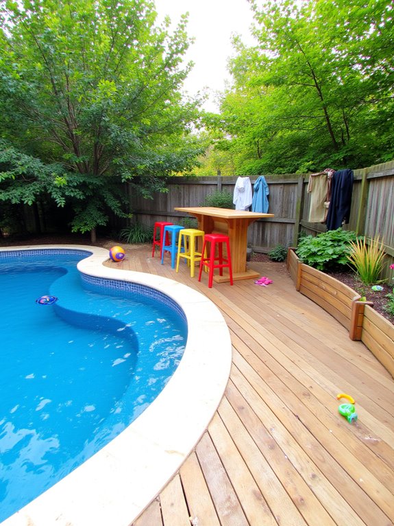 24 Fun Semi Inground Pool Ideas With a Built In Bar for Hosting backyard family fun zone