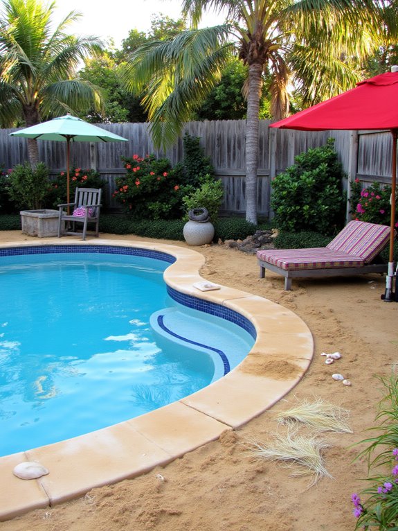24 Dreamy Semi Inground Pool Backyard Ideas That Feel Like a Retreat beach inspired backyard oasis