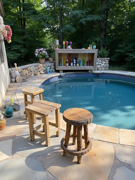 24 Fun Semi Inground Pool Ideas With a Built In Bar for Hosting budget friendly pool bar ideas