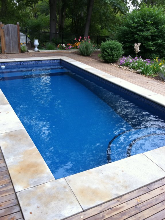 24 Polished Rectangle Semi Inground Pool Ideas for Clean Lines color enhances pool design