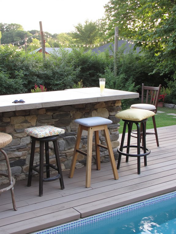 24 Fun Semi Inground Pool Ideas With a Built In Bar for Hosting comfortable stylish weather resistant stools