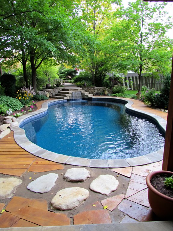 19 Simple Oval Semi Inground Pool Ideas That Feel Balanced convenient pool access pathways