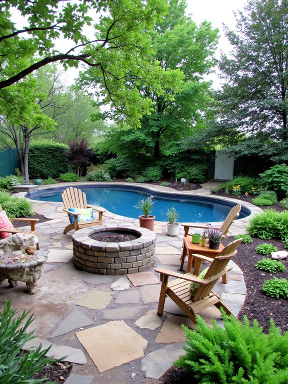 23 Creative Semi Inground Pool Landscaping Ideas That Feel Intentional cozy fire pit gatherings
