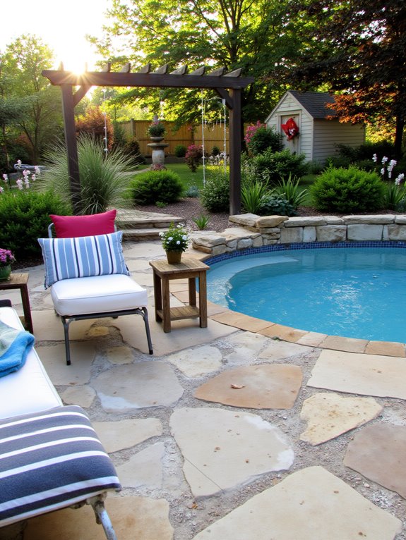 18 Inspiring Small Inground Pool Ideas for a Relaxed Backyard cozy poolside relaxation spaces